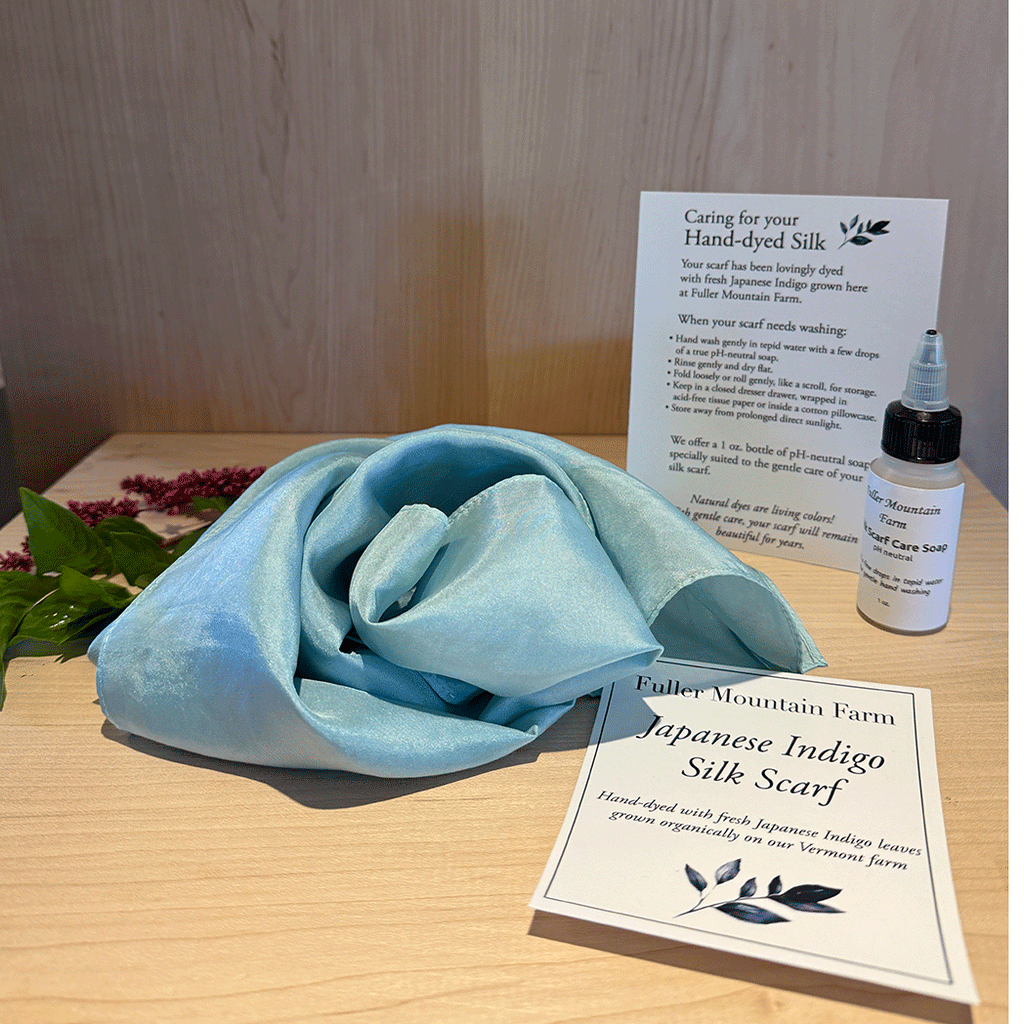 Fresh-Leaf Japanese Indigo Silk Scarf